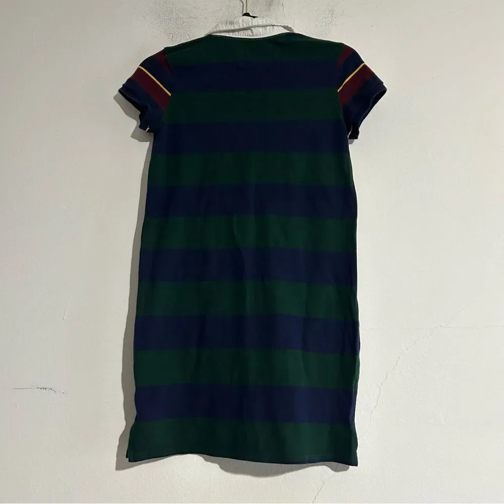 Polo Ralph Lauren Girl's Striped Stretch Mesh Rugby Dress Large Preppy Academia